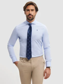 CAMISA COMFORT FIL A FIL CELESTE