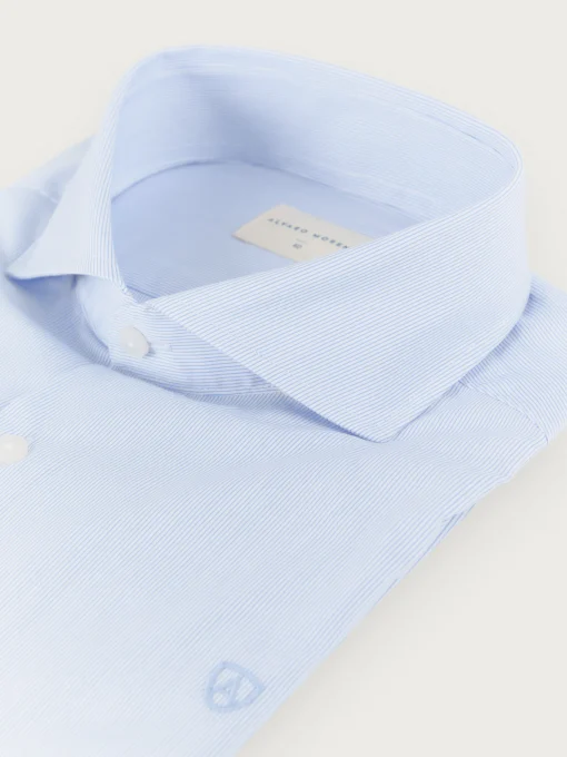 CAMISA COMFORT MICRO RAYAS CELESTE