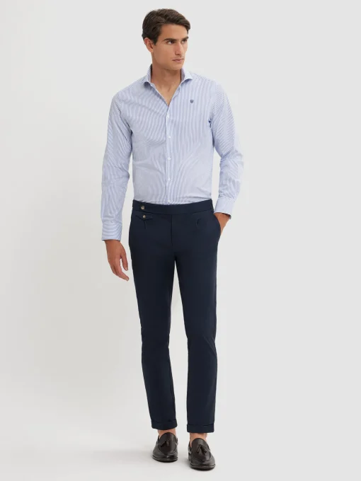 CAMISA COMFORT RAYAS AZUL