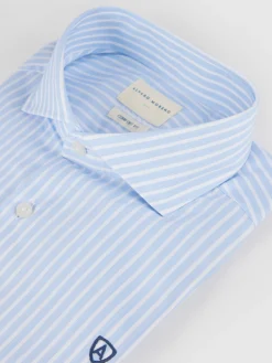 CAMISA COMFORT RAYAS CELESTE