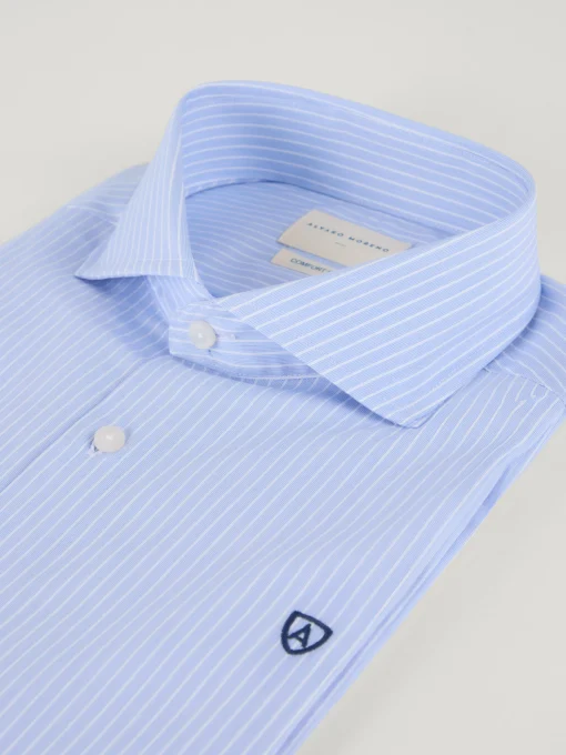 CAMISA COMFORT RAYAS CELESTE