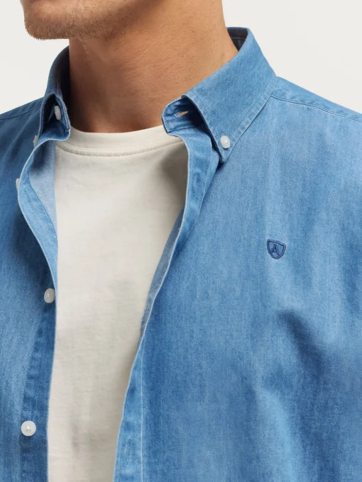 CAMISA DENIM B.DOWN AZUL