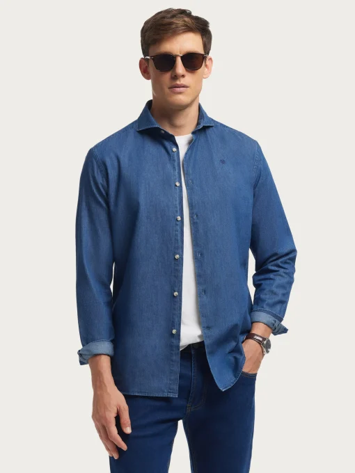 CAMISA DENIM JACK AZUL MARINO
