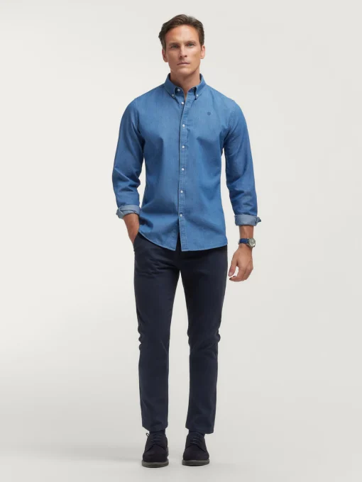 CAMISA DENIM SLUB AZUL