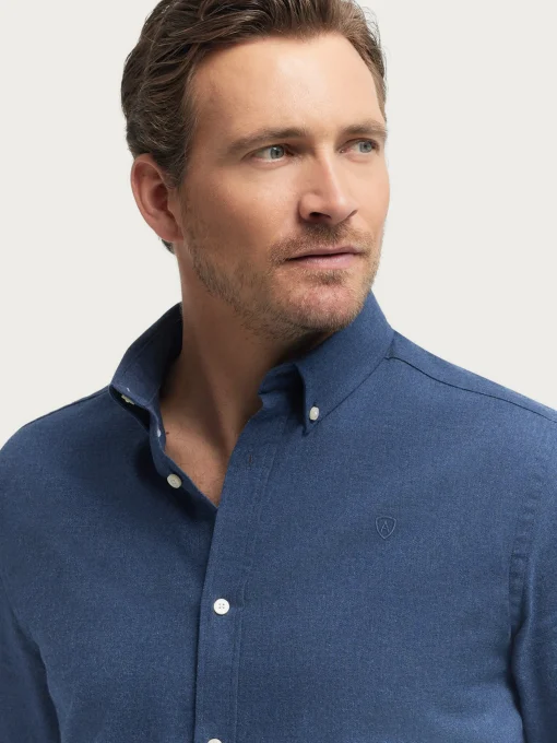 CAMISA FLANNEL TWILL AZUL MARINO