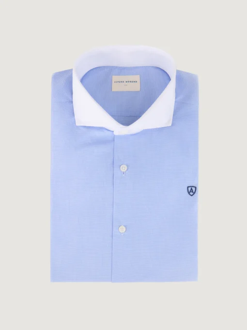 CAMISA MICRO C. BLANCO CELESTE