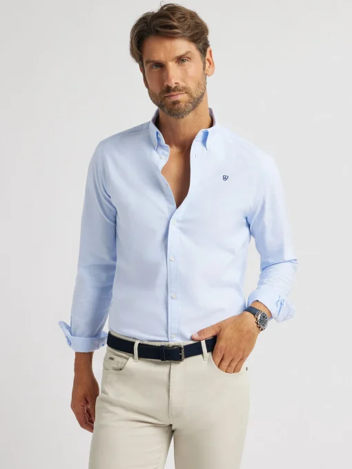 CAMISA OXFORD BASIC CELESTE