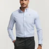 CAMISA OXFORD RAYAS CELESTE