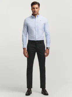 CAMISA OXFORD RAYAS CELESTE