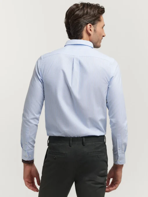 CAMISA OXFORD RAYAS CELESTE