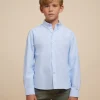 CAMISA OXFORD SOLID KIDS CELESTE