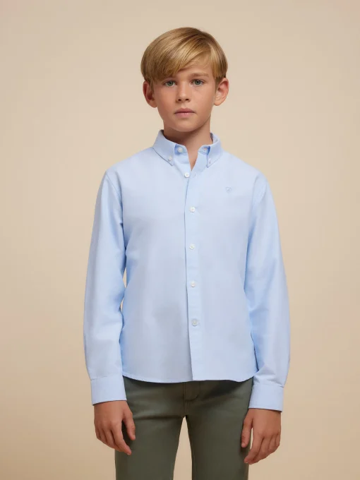 CAMISA OXFORD SOLID KIDS CELESTE