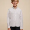 CAMISA OXFORD SOLID KIDS BEIGE