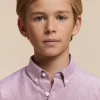 CAMISA OXFORD SOLID KIDS BURDEOS