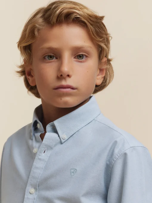 CAMISA OXFORD SOLID KIDS AZUL