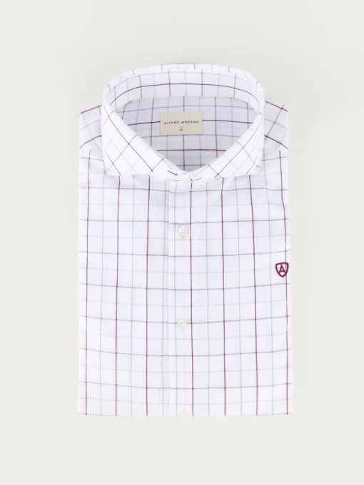 CAMISA POPELIN CUADROS BURDEOS