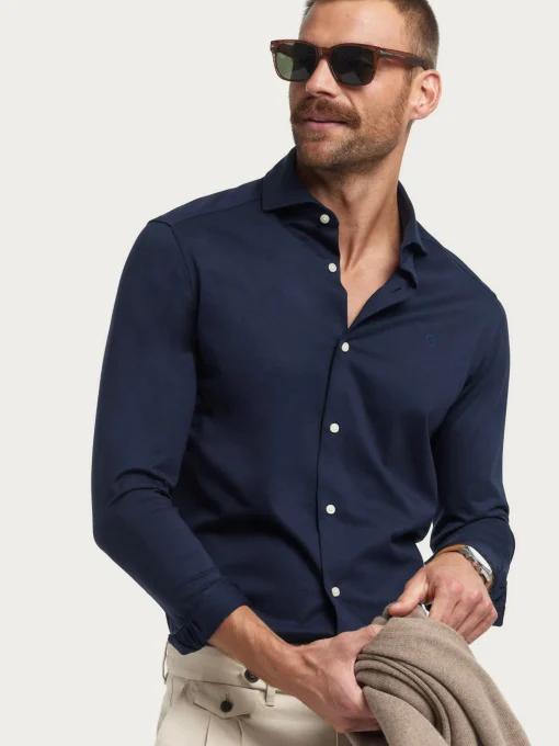 CAMISA PUNTO ELASTICO AZUL MARINO