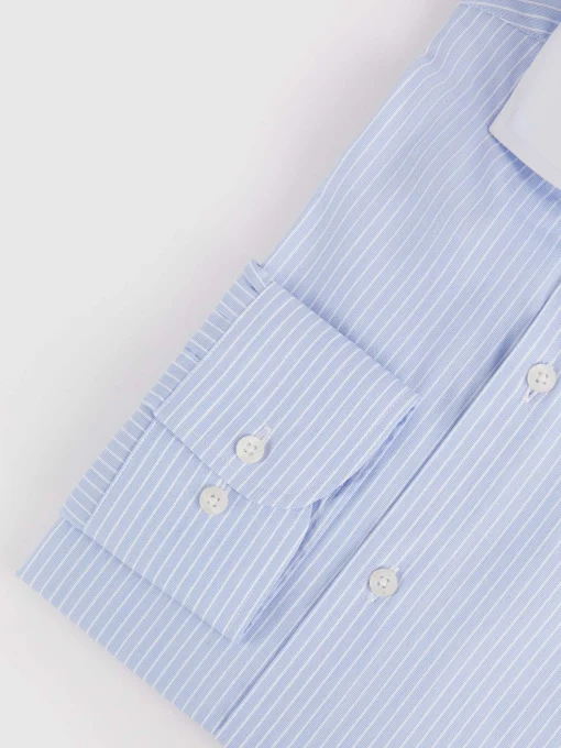 CAMISA RAYAS C. BLANCO CELESTE