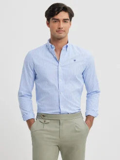 CAMISA RAYAS DUTTON CELESTE