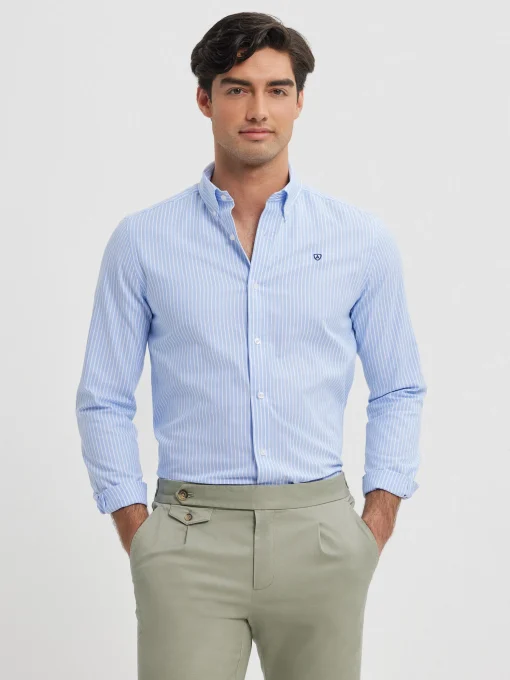 CAMISA RAYAS DUTTON CELESTE