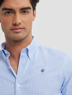 CAMISA RAYAS DUTTON CELESTE