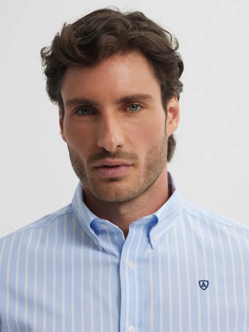 CAMISA RAYAS DUTTON CELESTE