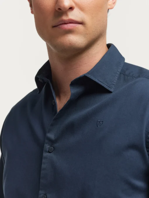 CAMISA TWILL DYE AZUL MARINO