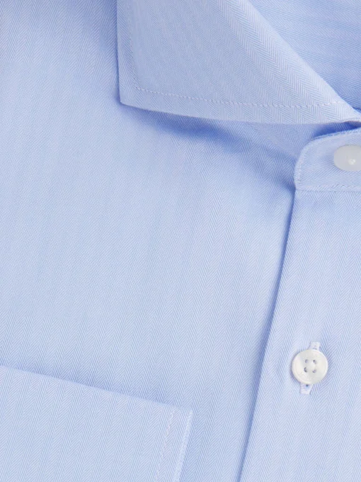 CAMISA VESTIR HERRINGBONE CELESTE