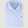 CAMISA VESTIR RAYAS CELESTE