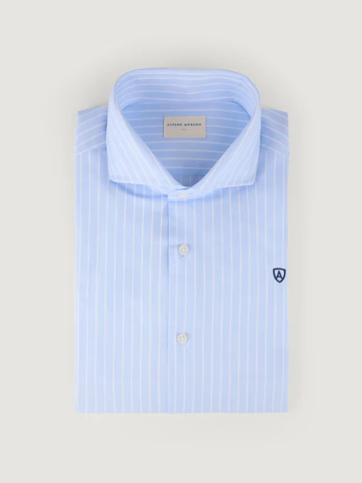 CAMISA VESTIR RAYAS CELESTE