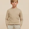 JERSEY ROUND NECK KIDS CAMEL