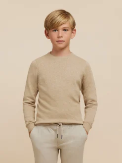 JERSEY ROUND NECK KIDS CAMEL