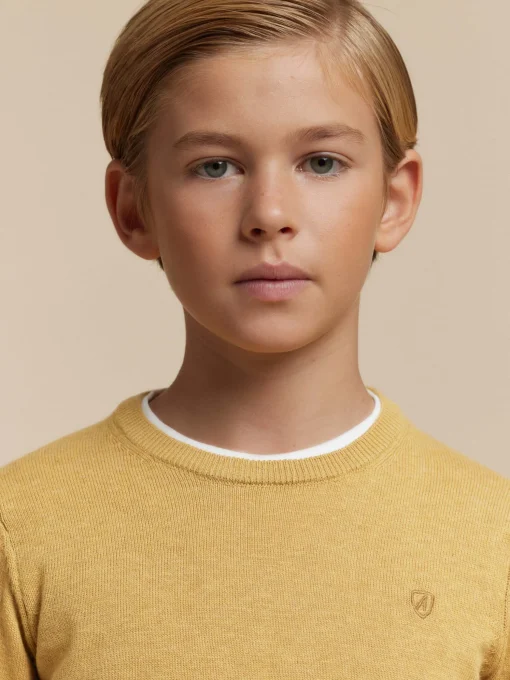JERSEY ROUND NECK KIDS MOSTAZA
