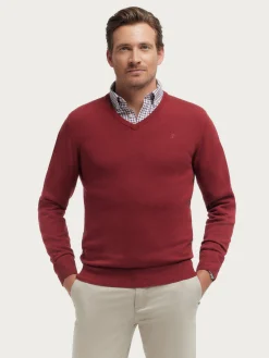 JERSEY V-NECK TRENDY BURDEOS