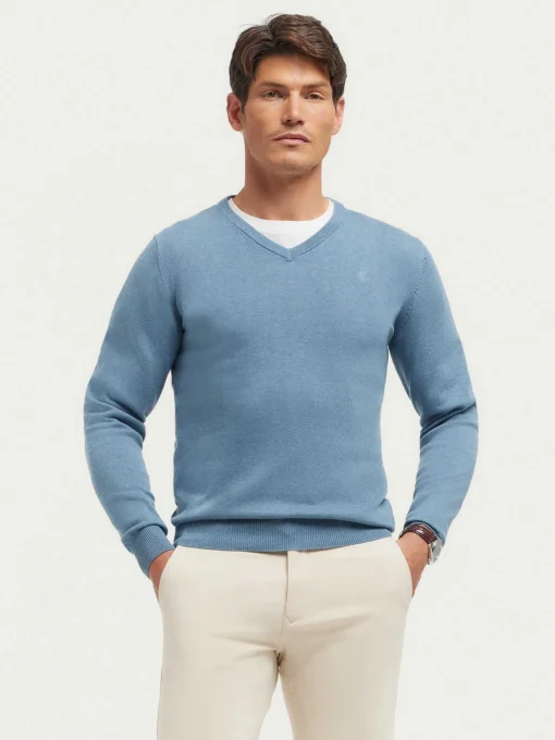 JERSEY V-NECK TRENDY CELESTE