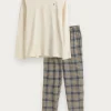 PIJAMA FRANELA CUADROS CRUDO